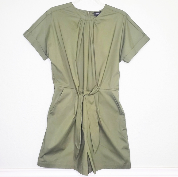 NWT MOSSIMO | Olive Green Tie Front Romper Shorts - Picture 2 of 8